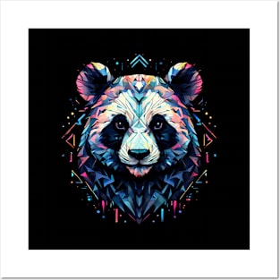 A Blue, Pink, White And Black Panda Posters and Art